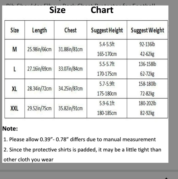 Padded Compression Shirt Padded Protective Shirt Rib Shoulder Elbow Back ,M - Picture 8 of 8